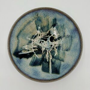 Abstract Blue Ceramic Art Plate